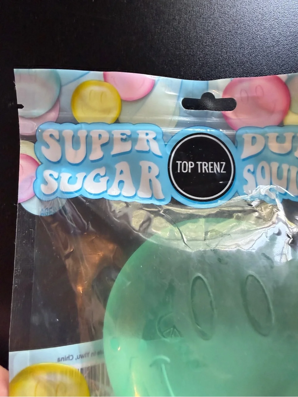 New Squishy Top Trenz Super Duper Sugar Squisher Mint Green Smiley Face Toy 8+